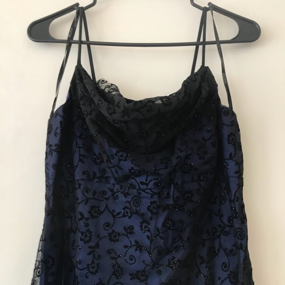 Long Blue and Black Gown